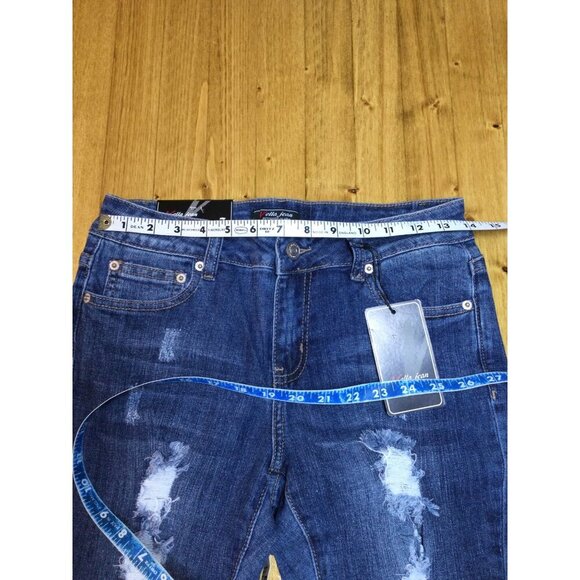 Vella Jean Womens Distressed Skinny Jeans Size 7 Cotton Blend Blue Stretch - Picture 7 of 9